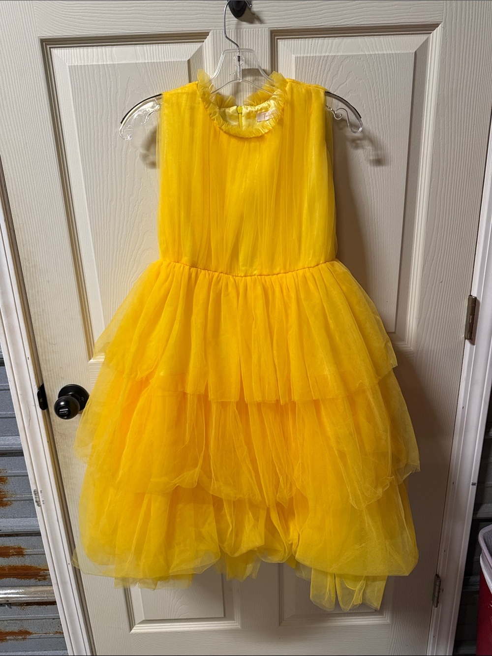 Tulle Yellow Layered Tulle Formal Dress for Girls